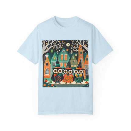 Night of the Trick-or-Treating Owlets Unisex Garment-Dyed T-shirt
