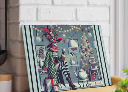 Whimsical Christmas Tea Party Glass Cutting Board