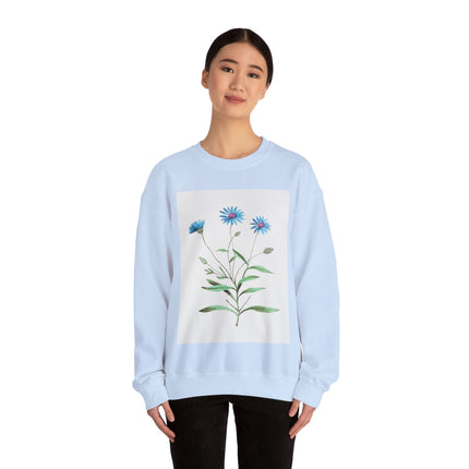 Blue Strawflower by Anselmus Boëtius de Boodt Heavy Blend™ Crewneck Sweatshirt