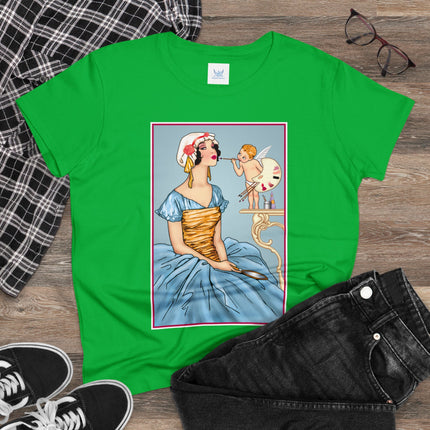 The Enchanting Painter: A Fairy's Artistic Touch Ceramic Women's Midweight Cotton Tee