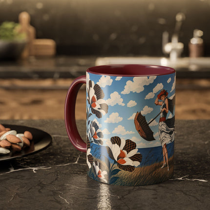 🌊🌼 The Windswept Seaside Promenade Colorful Mug – Art Deco Coastal Elegance