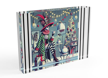 Whimsical Christmas Tea Party Acrylic Art Block