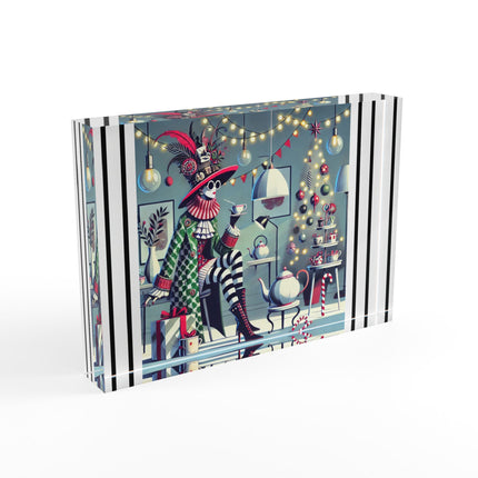 Whimsical Christmas Tea Party Acrylic Art Block