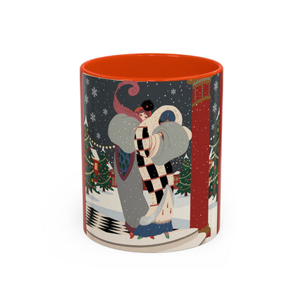 ❄️✨ The Winter Couture Promenade Colorful Mug – Art Deco Holiday Elegance