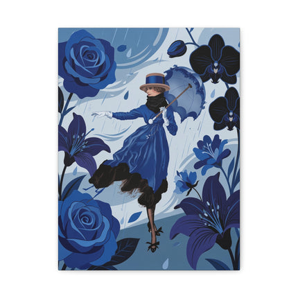 ☔💙 The Blue Rain Promenade Placemat – Art Deco Floral Fashion