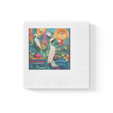 Elegant Egret Oasis White Coined Napkins