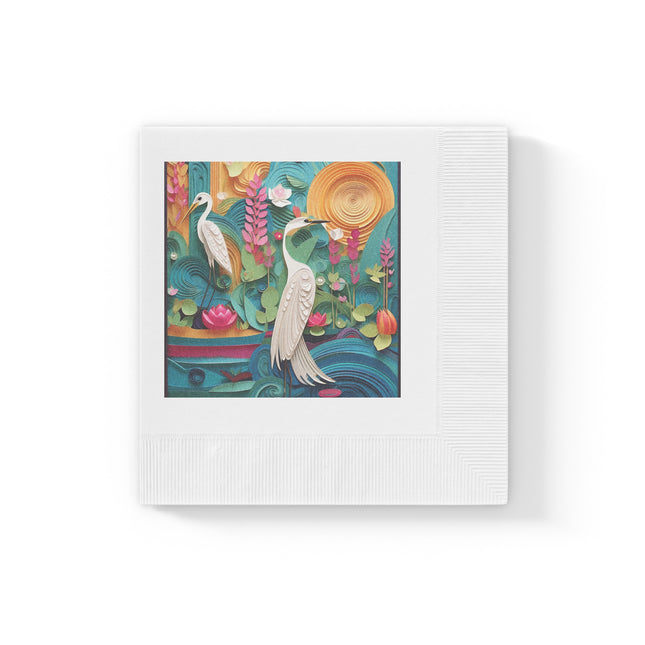 Elegant Egret Oasis White Coined Napkins