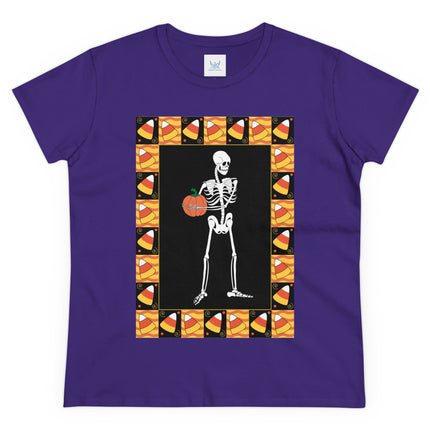 Candy Corn Skeleton Women's Midweight Cotton Tee