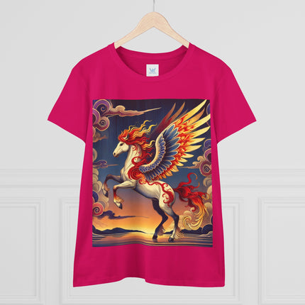 Flame-Winged Horse at Sunset Cotton Tee
