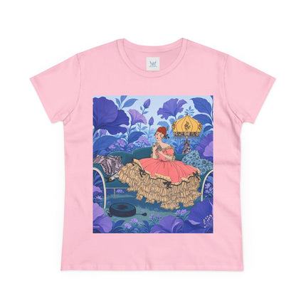🌸🛋️ The Enchanted Garden Repose Cotton Tee – Art Deco Floral Whimsy