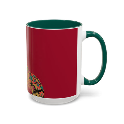 Butterfly Empress of the Crimson Pavilion Colorful Mug (11oz, 15oz) – Art Deco Beauty, Butterfly Elegance & Ornamental Style