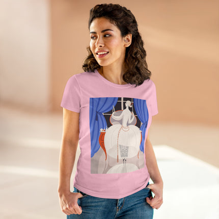 🦢💎 The Ivory Midnight Muse Cotton Tee – Art Deco Fashion Elegance