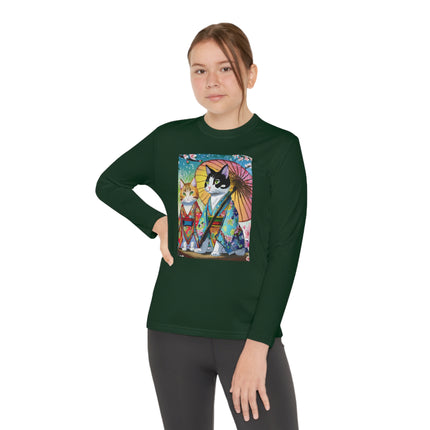 Kimono Kitties Youth Long Sleeve Competitor Tee – Anime Charm & Whimsical Elegance
