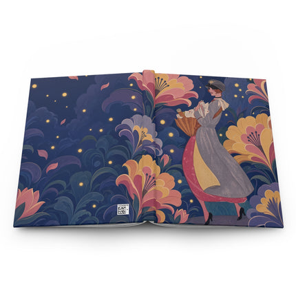🌙🌸 The Lady Of The Moonlit Flower Garden Hardcover Journal – Art Deco Floral Nighttime Romance