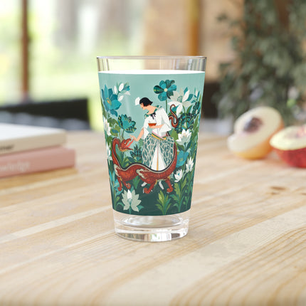 🐉🌿 The Dragon Keeper Pint Glass – Art Deco Floral Fantasy