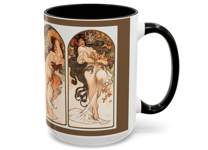 The Seasons by Alphonse Maria Mucha Colorful Mugs (11oz, 15oz)