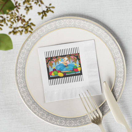 Blooms and Chicks White Coined Napkins