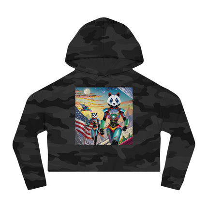 Cyber Punk Robots Cropped Hooded Sweatshirt