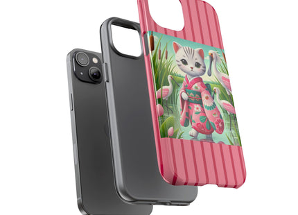Geisha Kitten Strolls Among the Spoonbills Phone Cases