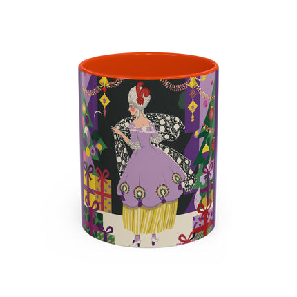 🎁✨ The Lavender Christmas Masquerade Colorful Mug – Art Deco Holiday Fantasy
