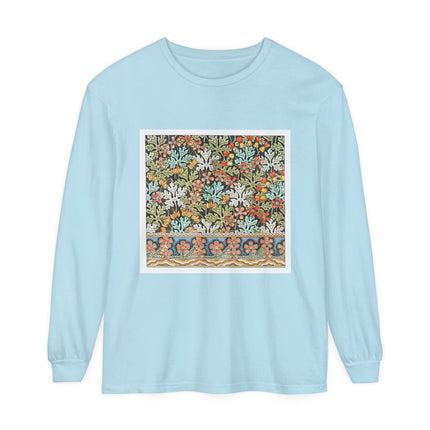 Art Nouveau Geranium Flower Garment-dyed Long Sleeve T-Shirt