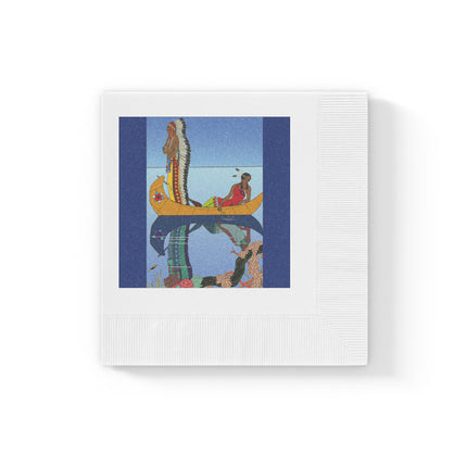 Le long du Missouri by George Barbier White Coined Napkins