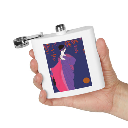 Crimson Shawl Geisha Flask – Elegant Mystery & Vibrant Grace