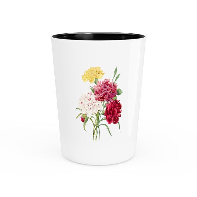 Carnation botanical illustration by Pierre-Joseph Redouté Ceramic Shot Glass