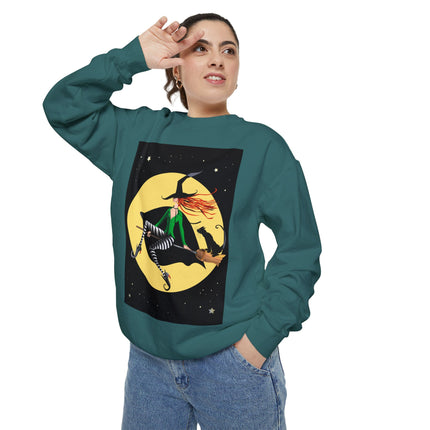 A Witch’s Moonlit Flight Unisex Garment-Dyed Sweatshirt