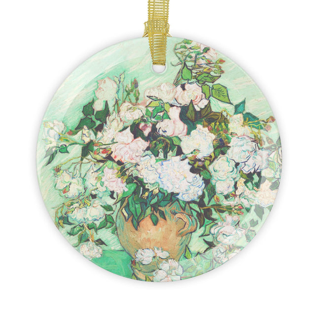 Roses by Vincent Van Gogh Glass Ornament
