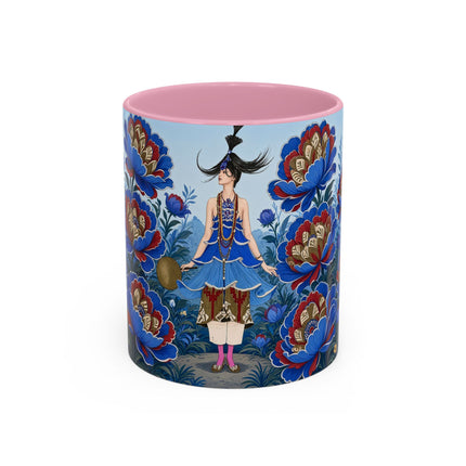 💙🌺 The Sapphire Blossom Garden Dancer Colorful Mug – Art Deco Fashion Fantasy