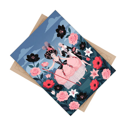 🌹🎭 The Rose Masquerade Promenade Ceramic Tile – Art Deco Floral Elegance