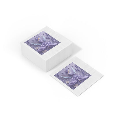 Lavender Fairy White Coined Napkins