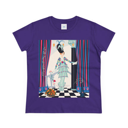 🌸🎭 The Lady Of The Garden Salon Cotton Tee – Art Deco Floral Elegance