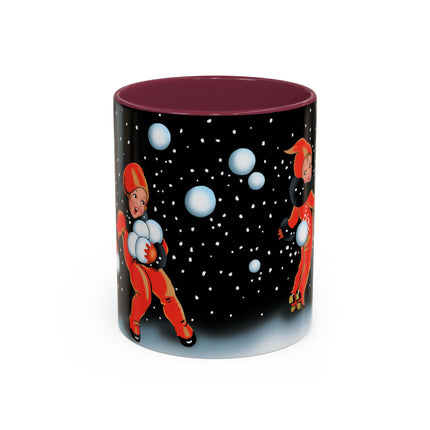A Festive Snowball Toss Colorful Mugs (11oz, 15oz)