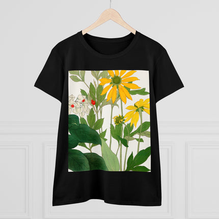 Clerodendrum & Rudbeckia Flower by Tanigami Kônan Women's Midweight Cotton Tee