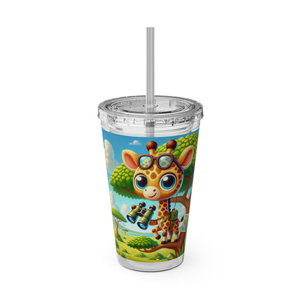 Giraffe Lookout Sunsplash Tumbler with Straw, 16oz