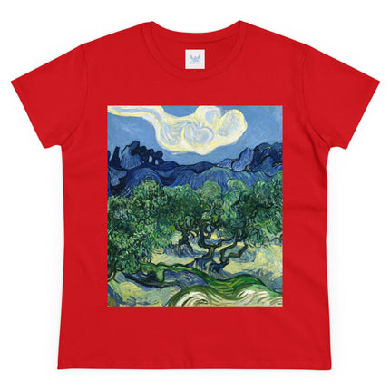 Olive Trees by Vincent Van Gogh Women's Midweight Cotton Tee