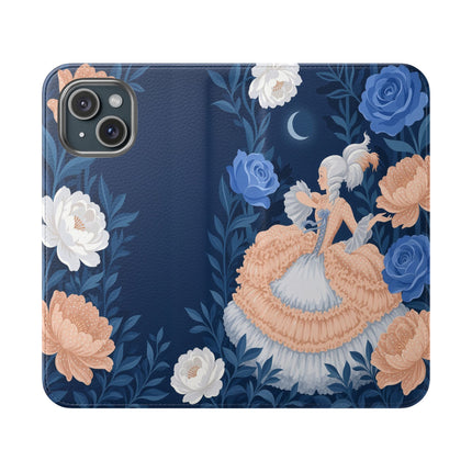 🌙🌸 The Lady Of The Moonlit Flowers Flip Case – Art Deco Floral Reverie