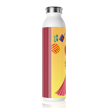 Elegant Holiday Woman with Gifts Slim Water Bottle