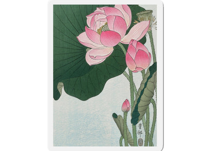 Blooming Lotus Flowers by Ohara Koson Die-Cut Magnets (5 Sizes)