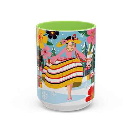 🌼🎄 The Christmas Blossom Belle Colorful Mug – Colorful Art Deco Holiday Fantasy