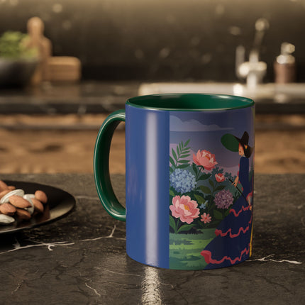 The Lady Of The Garden Stroll Colorful Mugs – Art Deco Botanical Elegance