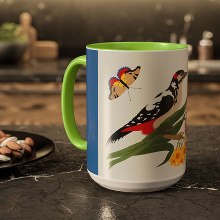 Woodpecker & Tulip Colorful Mugs – Vibrant Spring & Bold Beauty