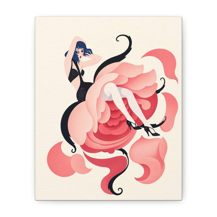 🌹🖤 The Lady Of The Blushing Rose Matte Canvas – Art Deco Fashion Illustration