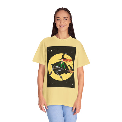 A Witch’s Moonlit Flight Unisex Garment-Dyed T-shirt