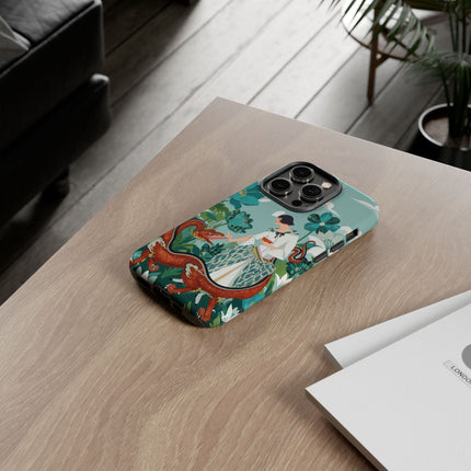 🐉🌿 The Dragon Keeper Phone Case – Art Deco Floral Fantasy