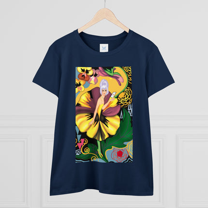 Women's Enchanted Pansy Print Midweight Cotton Tee