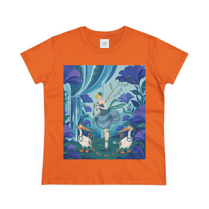🪶🌺 The Pelican Garden Dance Cotton Tee – Art Deco Botanical Whimsy