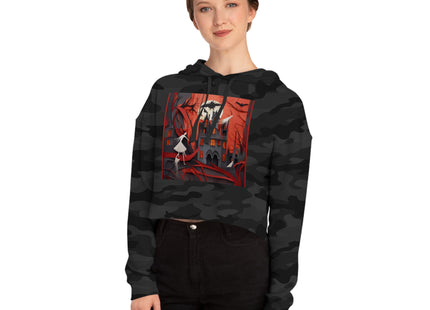 Halloween Night Scene Women’s Cropped Hooded Sweatshirt